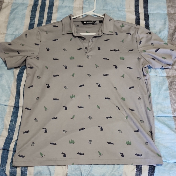 Travis Mathew Other - Travis Mathew Gray Polo with Navy and Green Icons